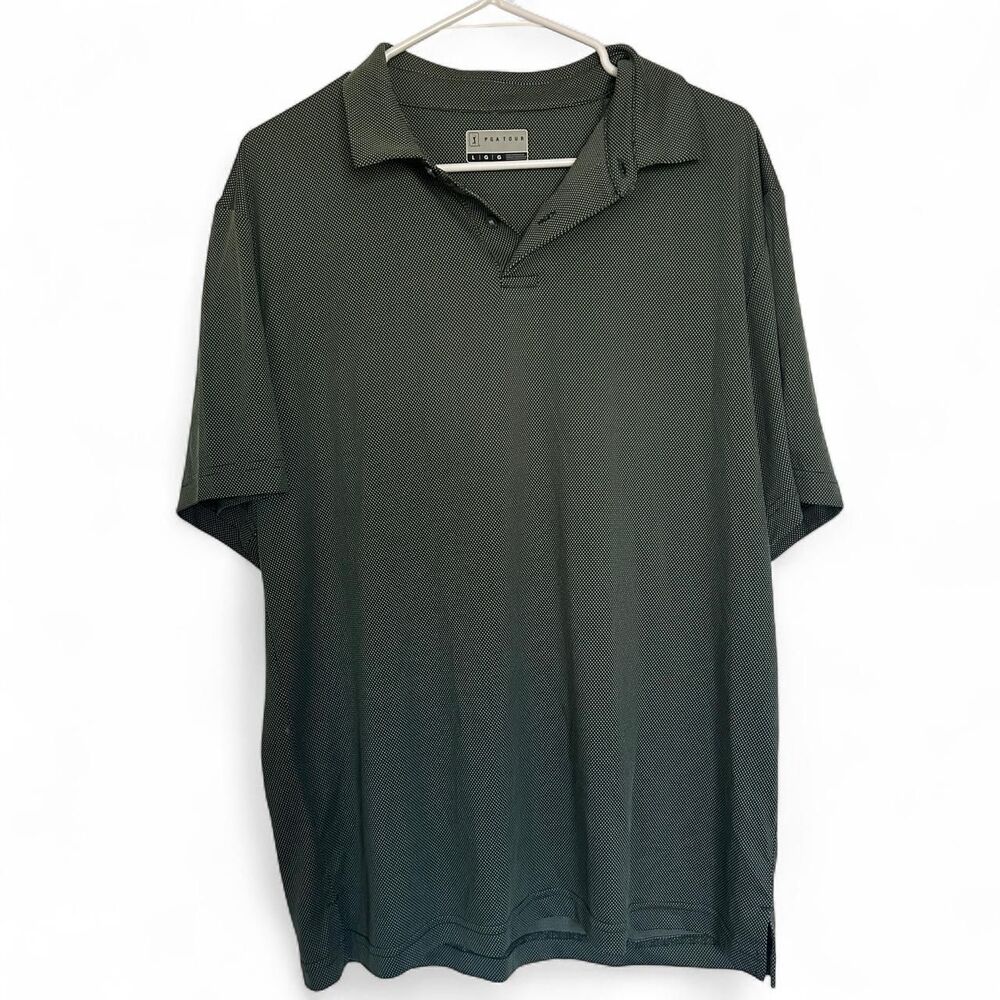 PGA Tour Men's Green and Black Polo Shirt